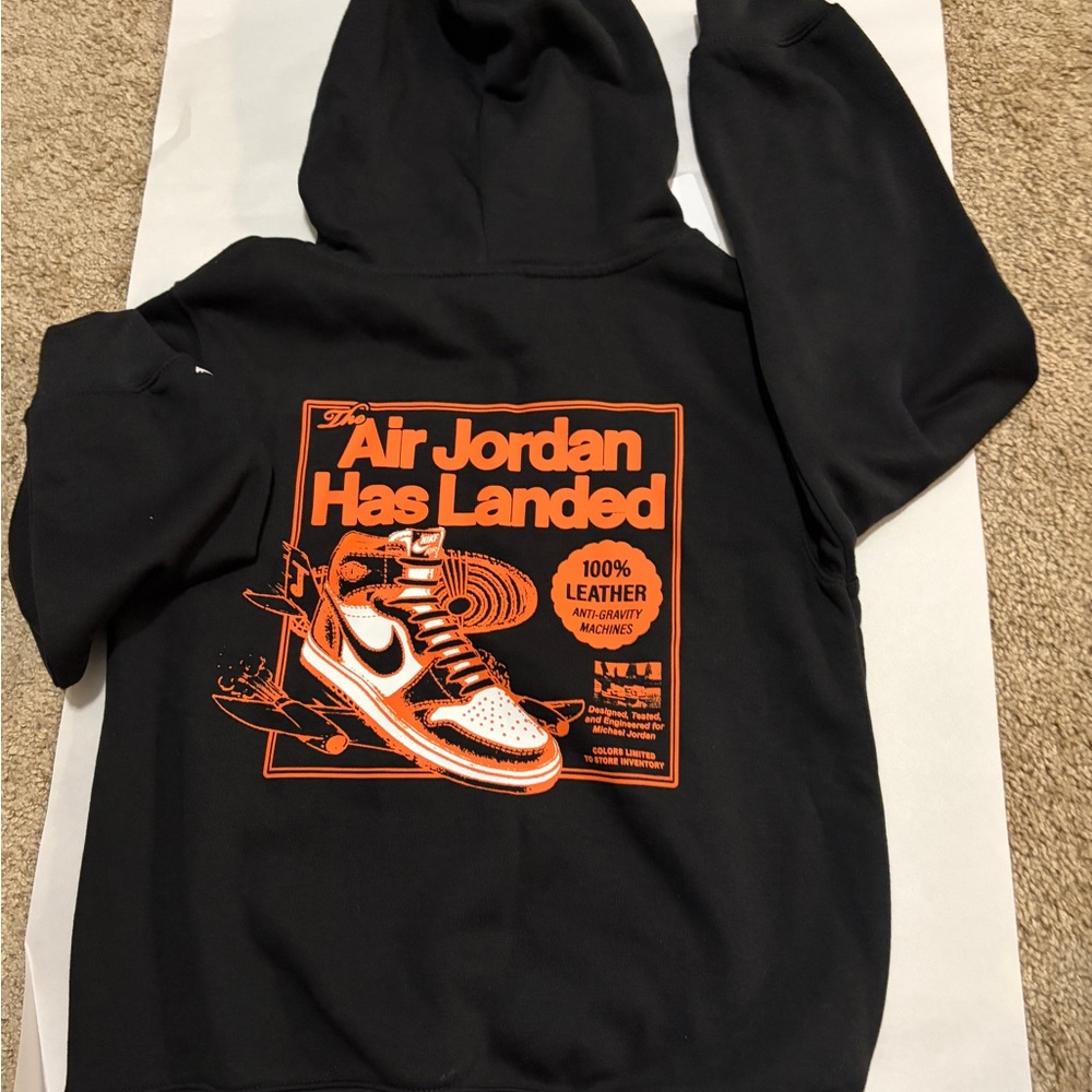 Air Jordan Black Hoodie with Orange Graphic